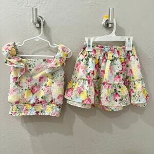 Janie and Jack Floral Ruffle Tank & Skirt Outfit